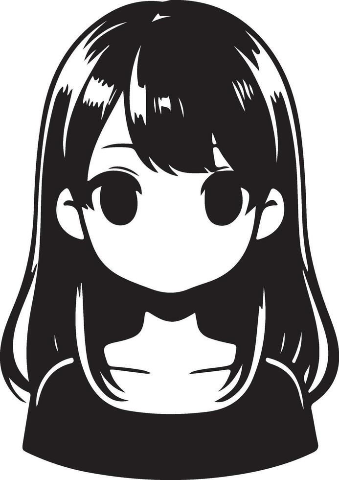 Japanese girl hairstyle black vector