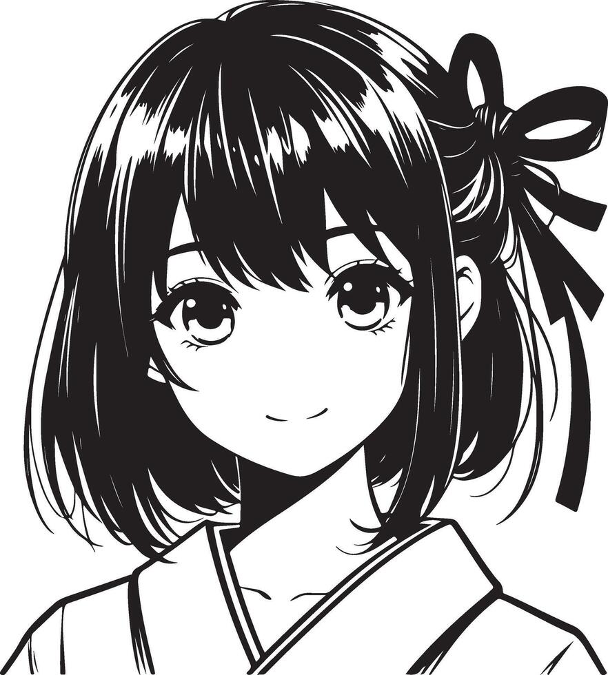 Japanese girl hairstyle black vector