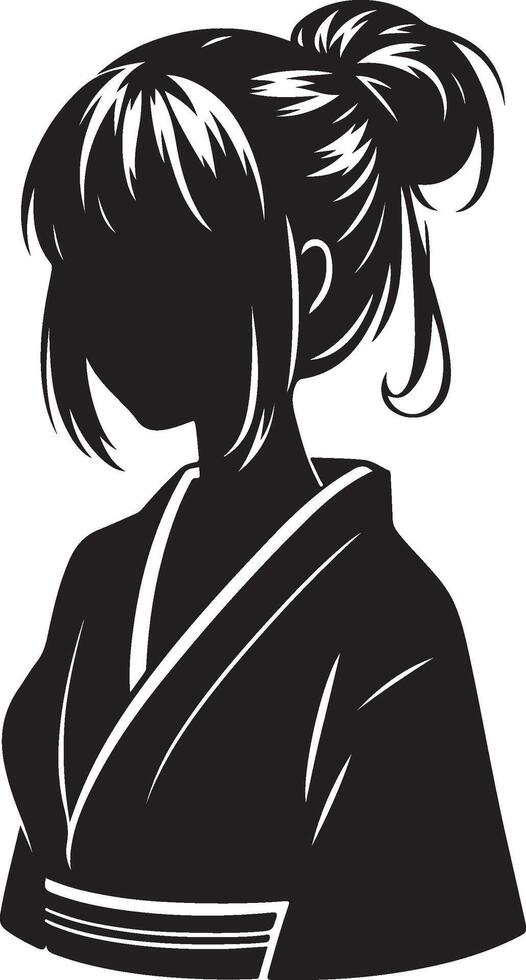Japanese girl hairstyle black vector