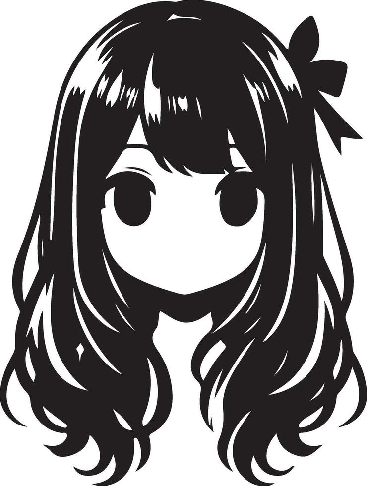 Japanese girl hairstyle black vector