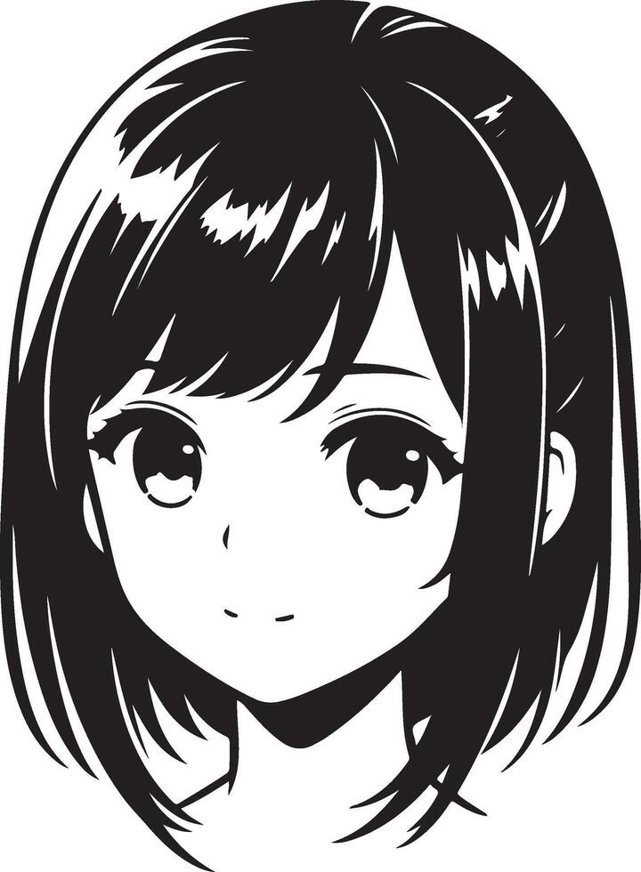 Japanese girl hairstyle black vector