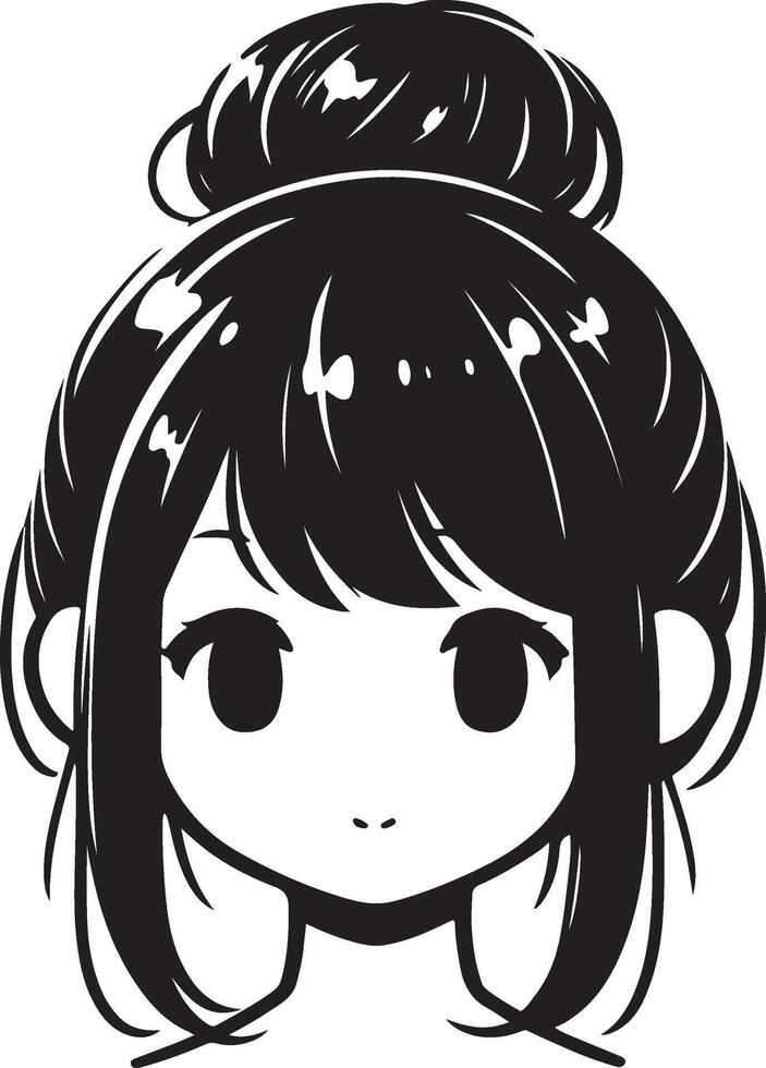 Japanese girl hairstyle black vector
