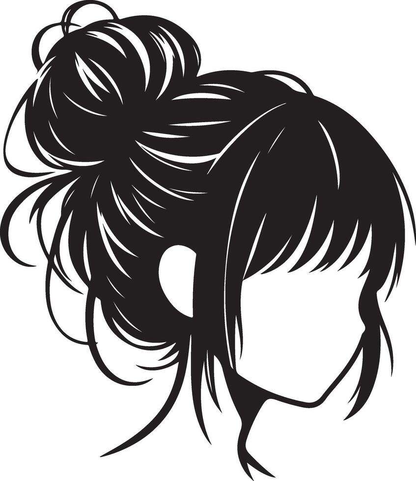 Japanese girl hairstyle black vector