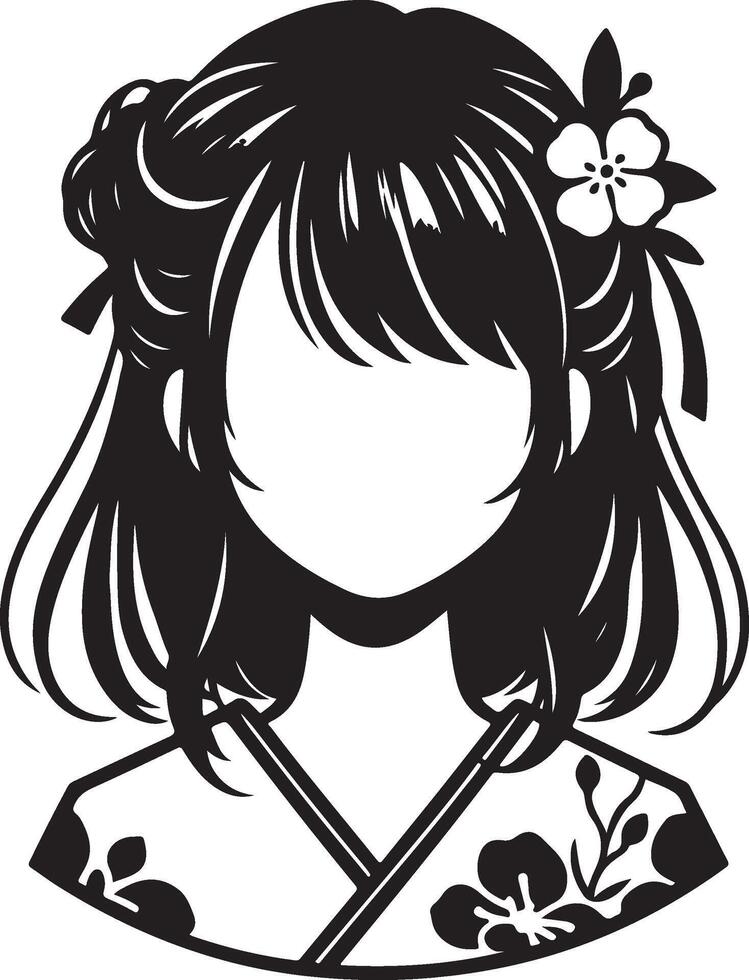 Japanese girl hairstyle black vector