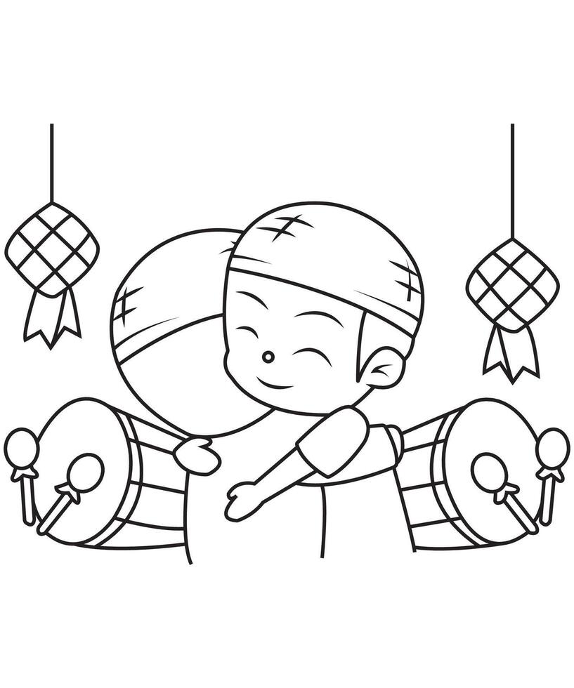 Eid mubarak coloring pages vector