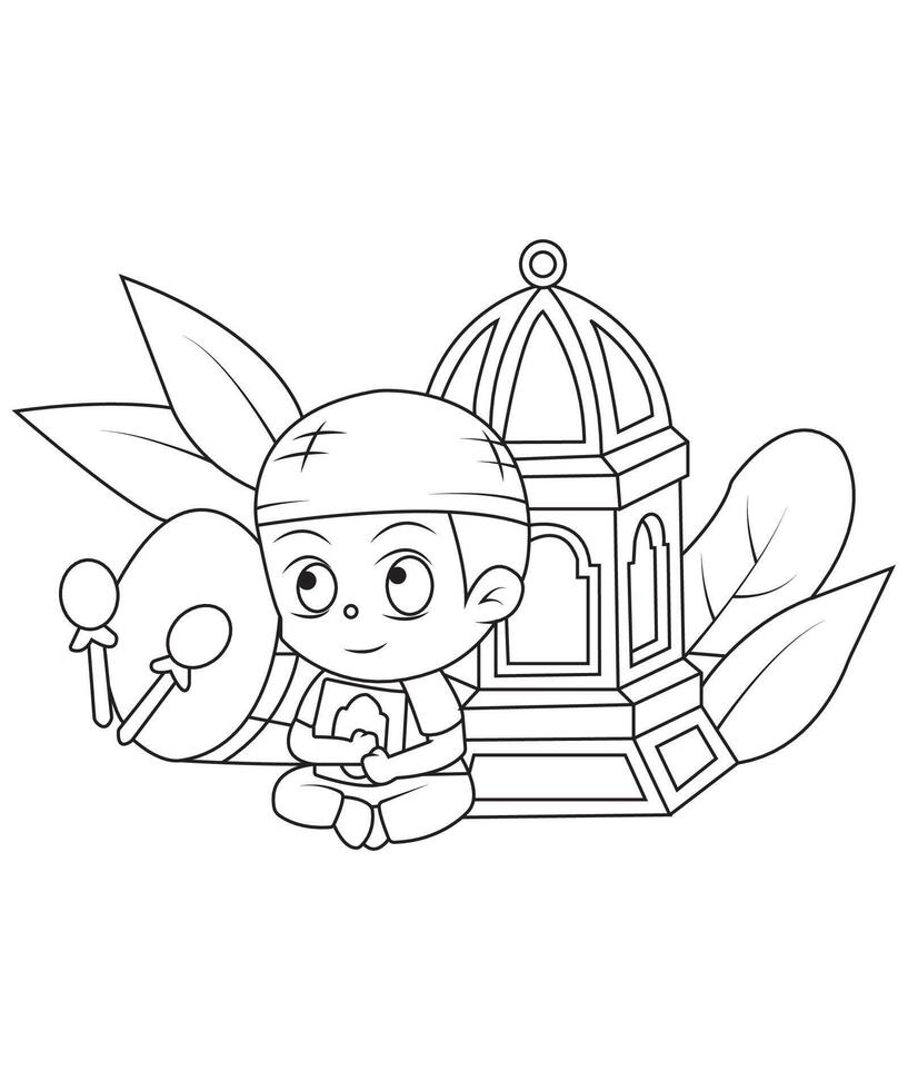 Eid mubarak coloring pages vector