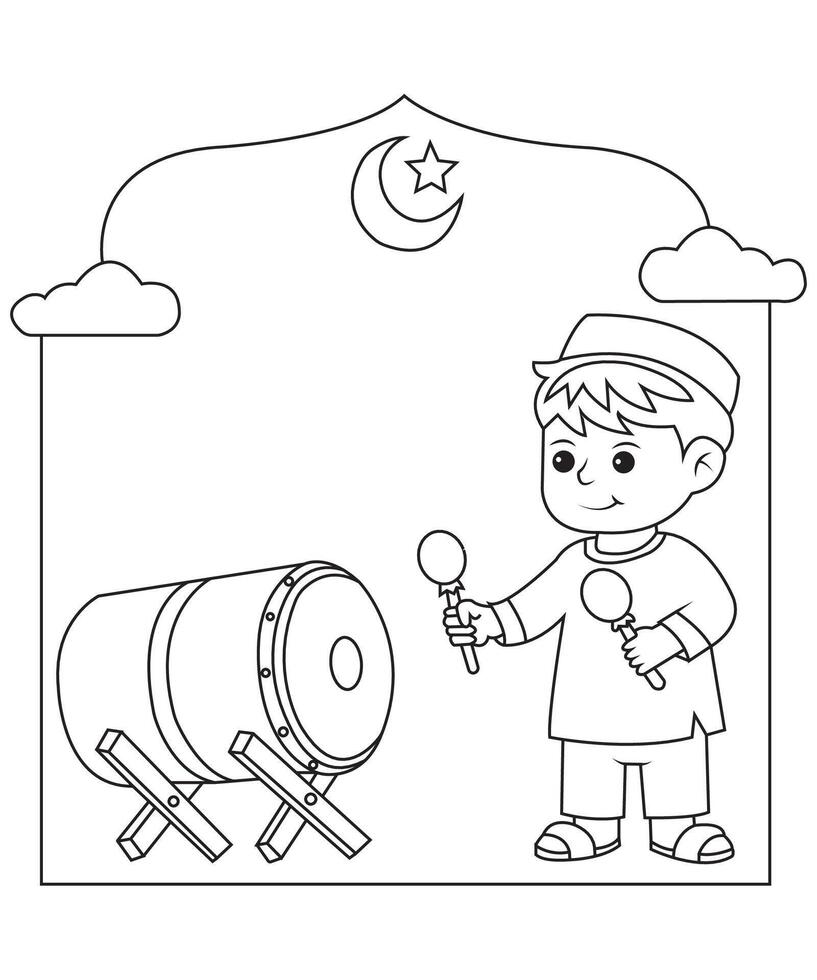 Eid mubarak coloring pages vector