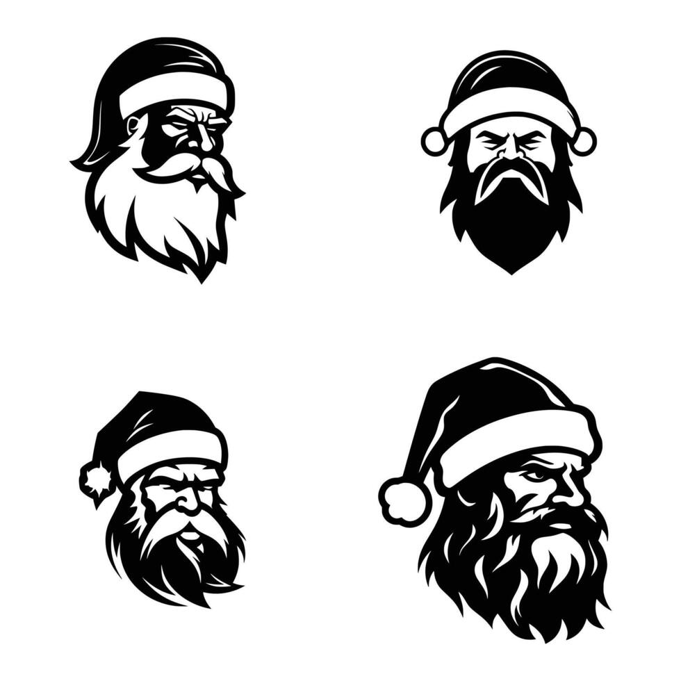 Christmas Isolated black silhouette Santa Claus on white background vector