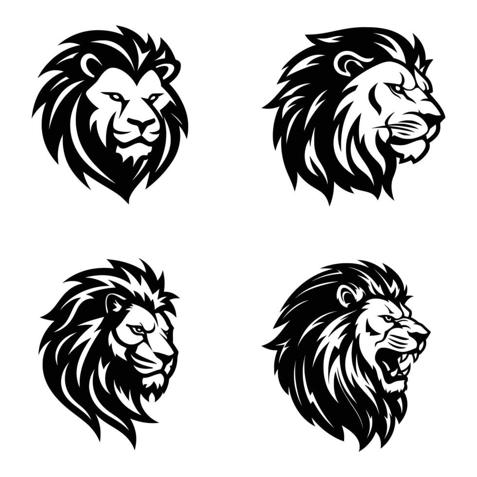 Set of Lion silhouette vector