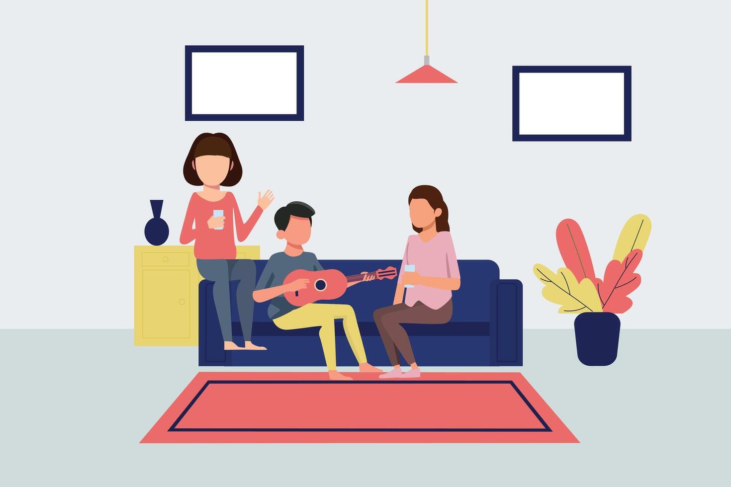 Gathering Family Concept. Colored flat illustration isolated. vector