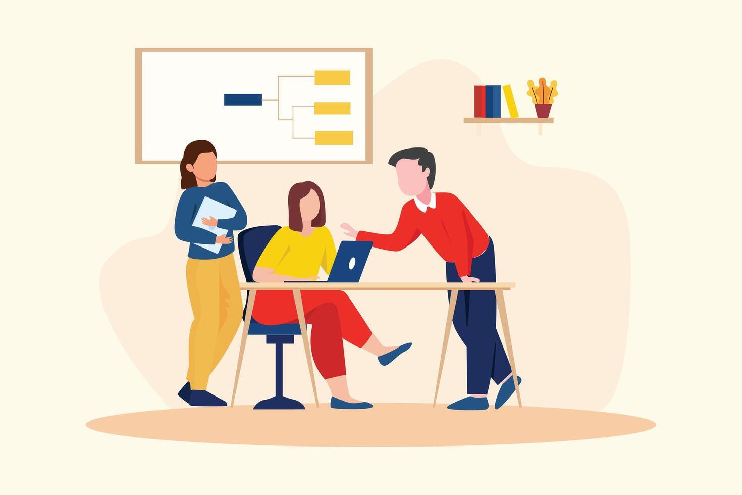 Gathering employees Concept. Colored flat illustration isolated. vector