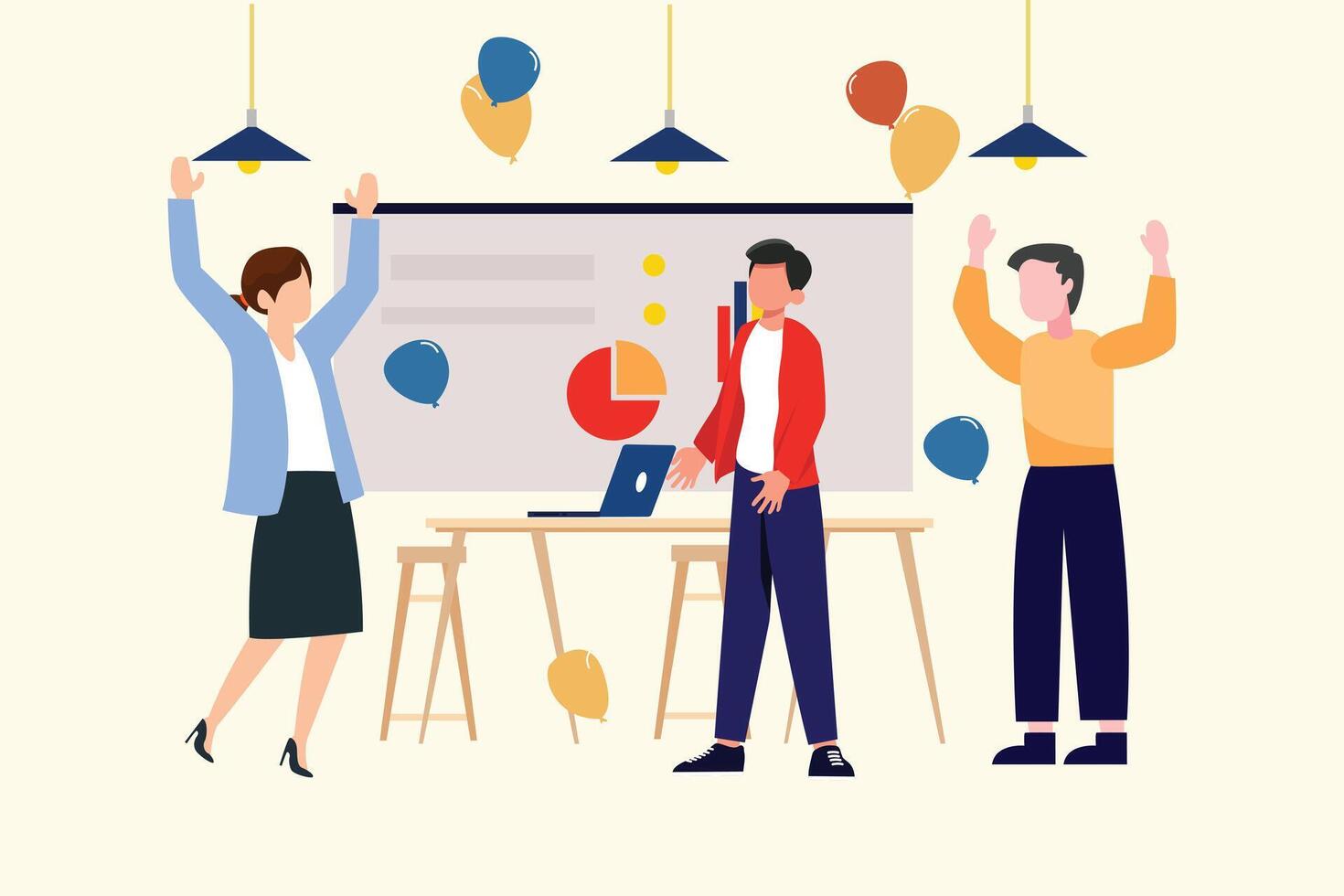 Gathering employees Concept. Colored flat illustration isolated. vector