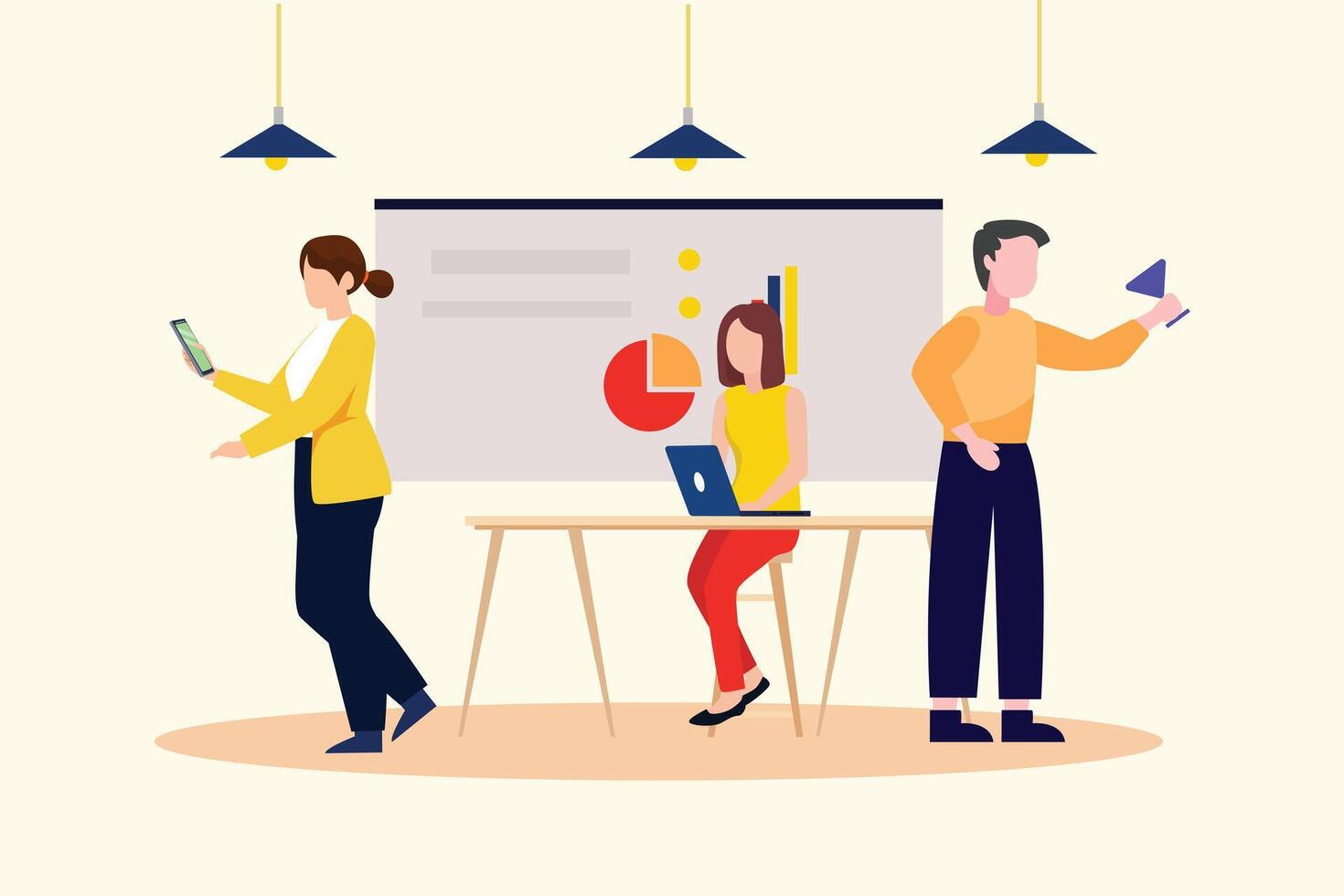 Gathering employees Concept. Colored flat illustration isolated. vector