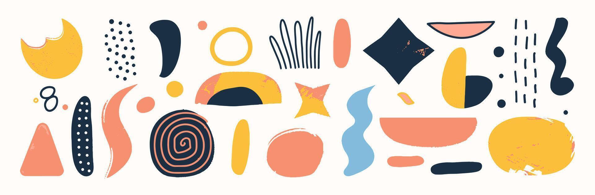 Set of abstract organic shape. hand drawn doodle art. blob vector