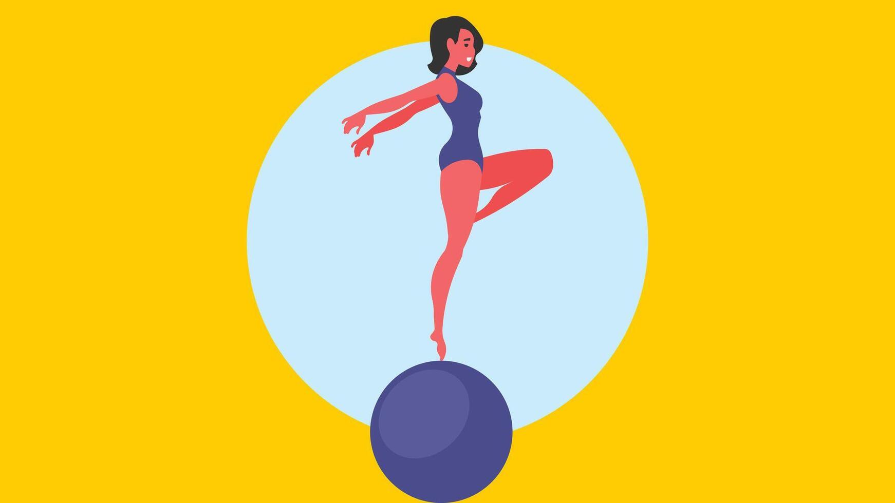 female character doing exercise and meditation vector