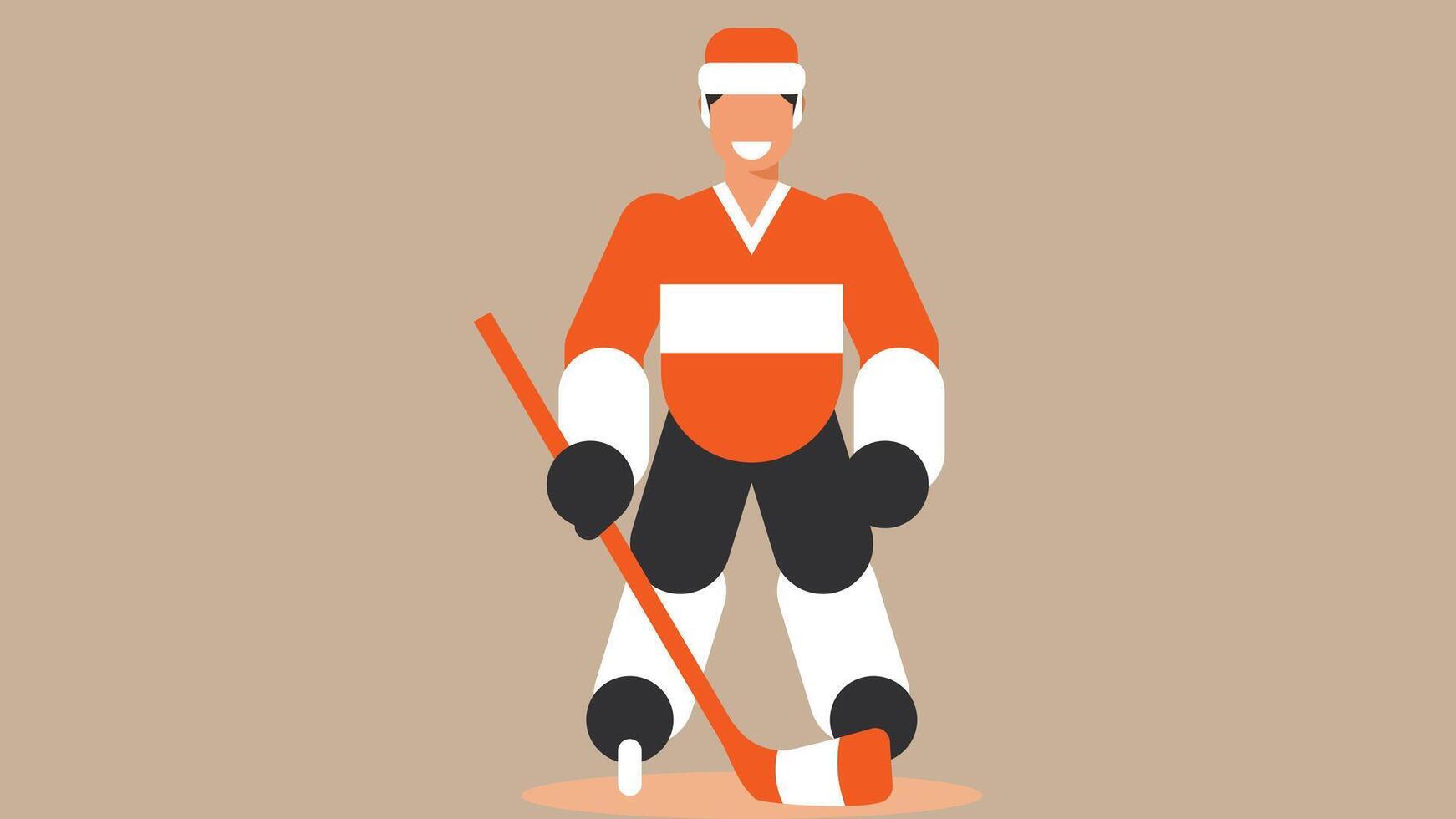 Hokey player with full uniform holding a pat vector
