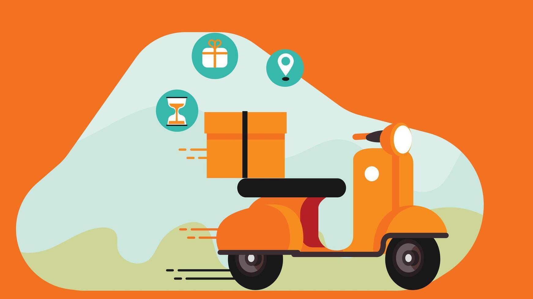 Motorcycle delivery man with packages illustration vector
