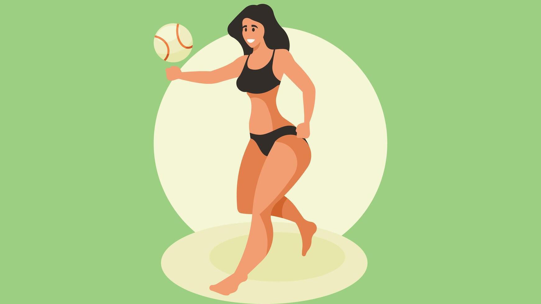 female character doing exercise and meditation vector