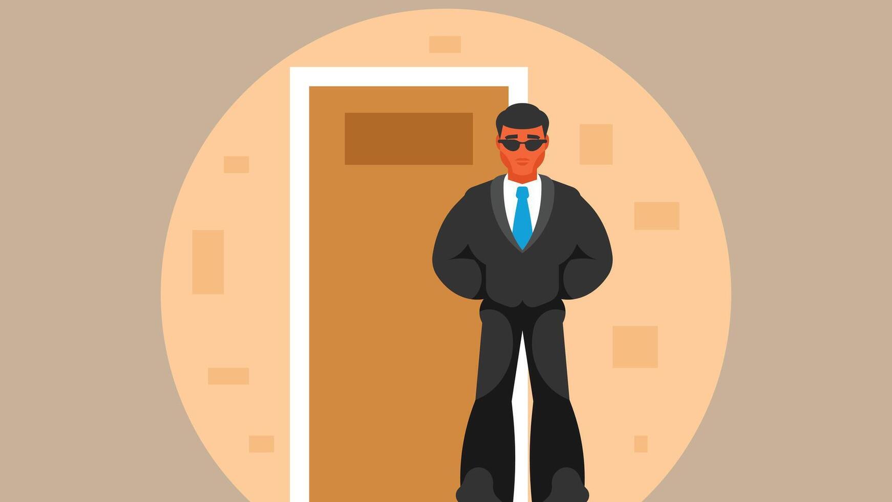 security Guard securing rooms vector
