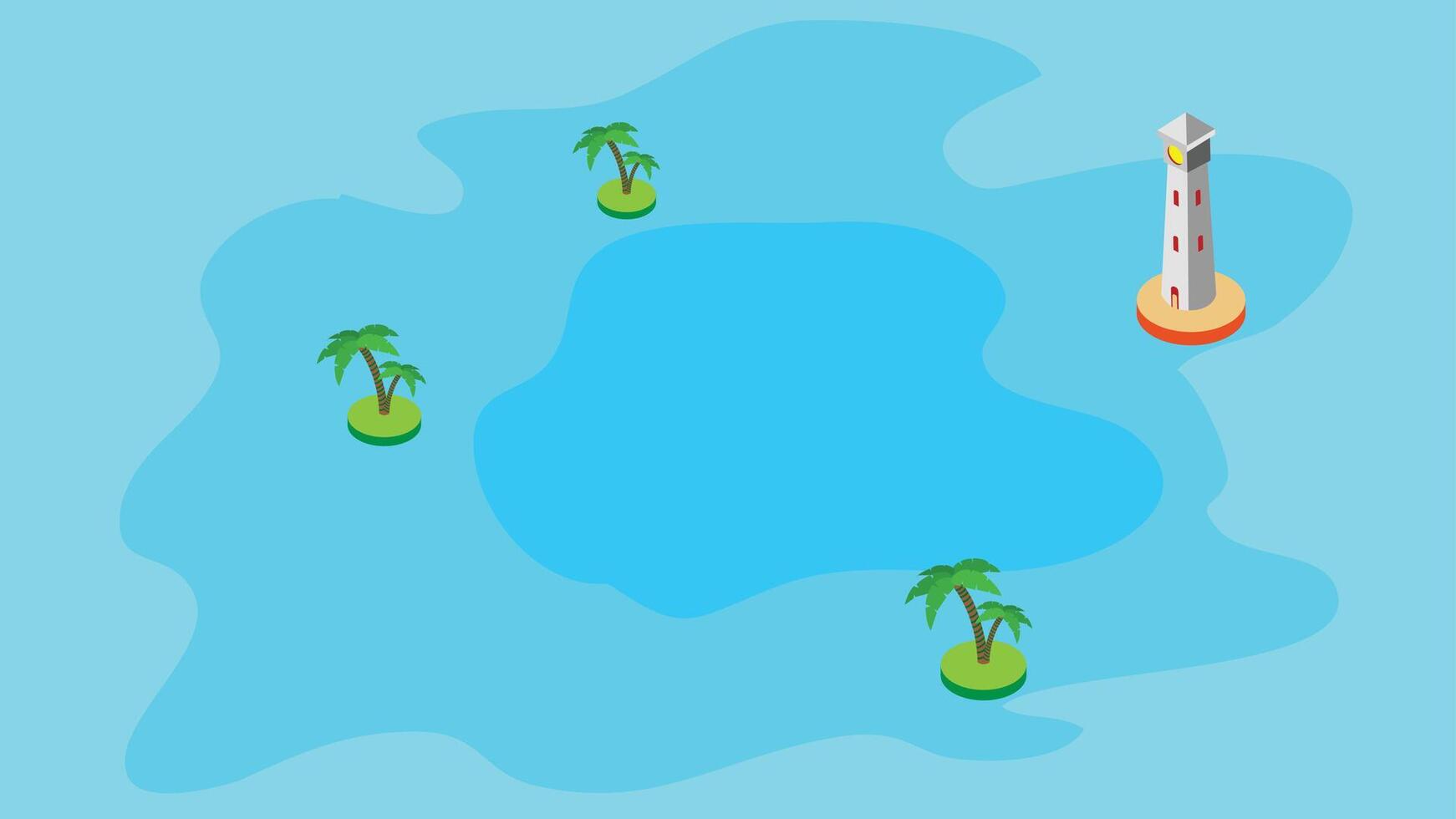Lighthouse in the ocean with islands isometric illustration vector