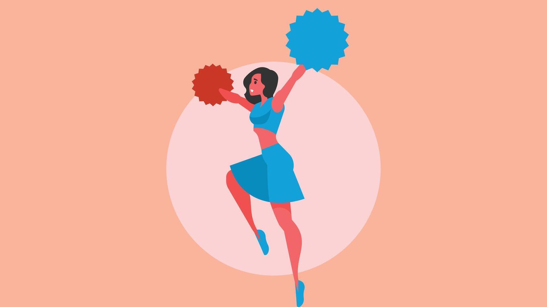 female character cheerleading in a match vector