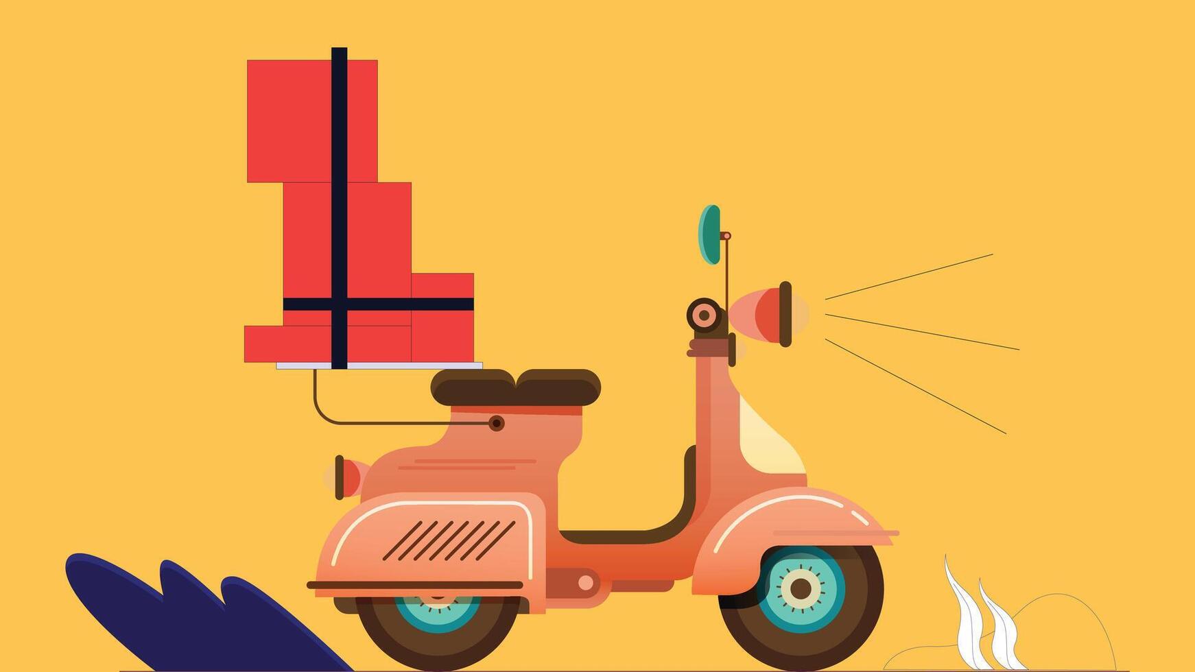 Motorcycle delivery man with packages illustration vector
