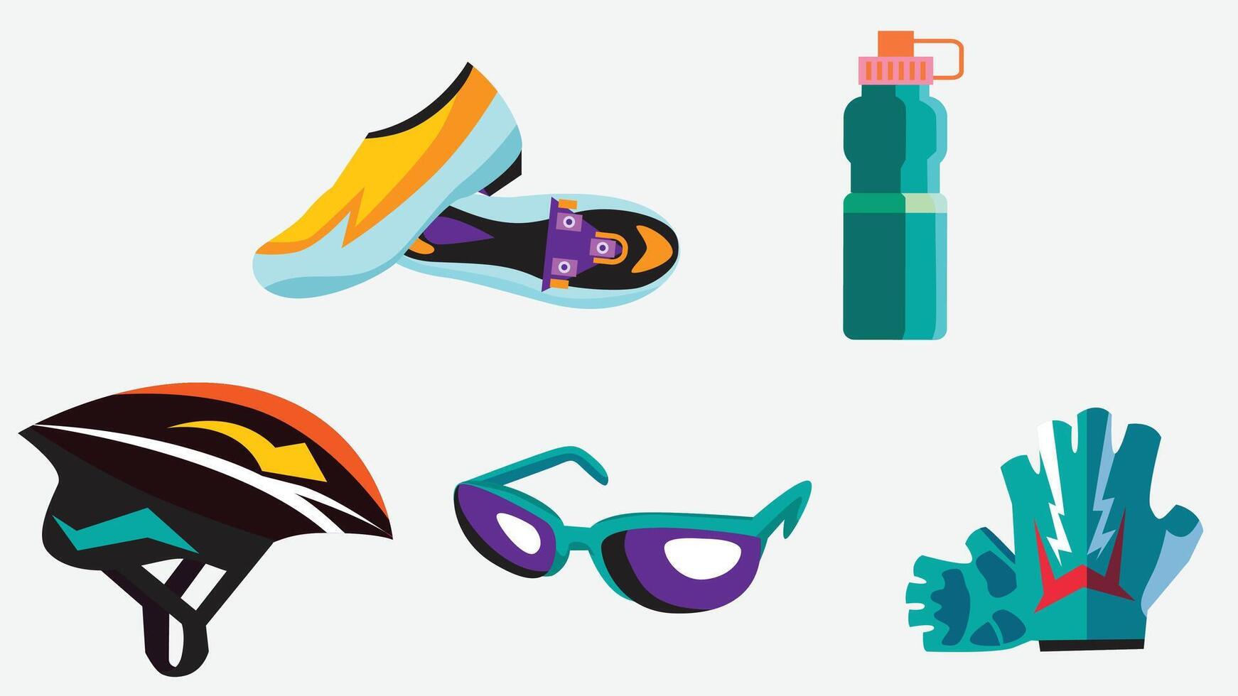 Professional cycling kit icons isolated illustration vector