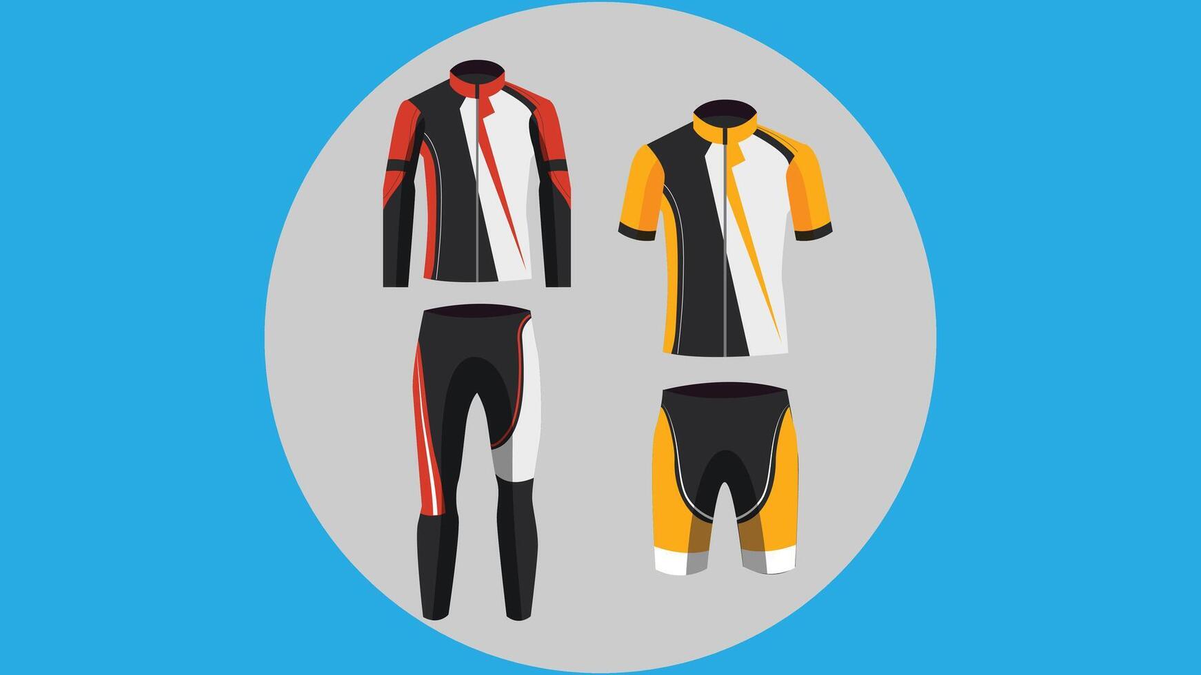 Professional cycling kit icons isolated illustration vector