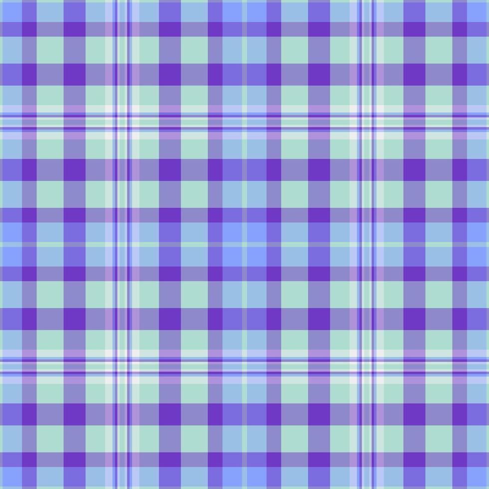 Present textile fabric tartan, vogue pattern background check. Tough plaid seamless texture in indigo and light colors. vector