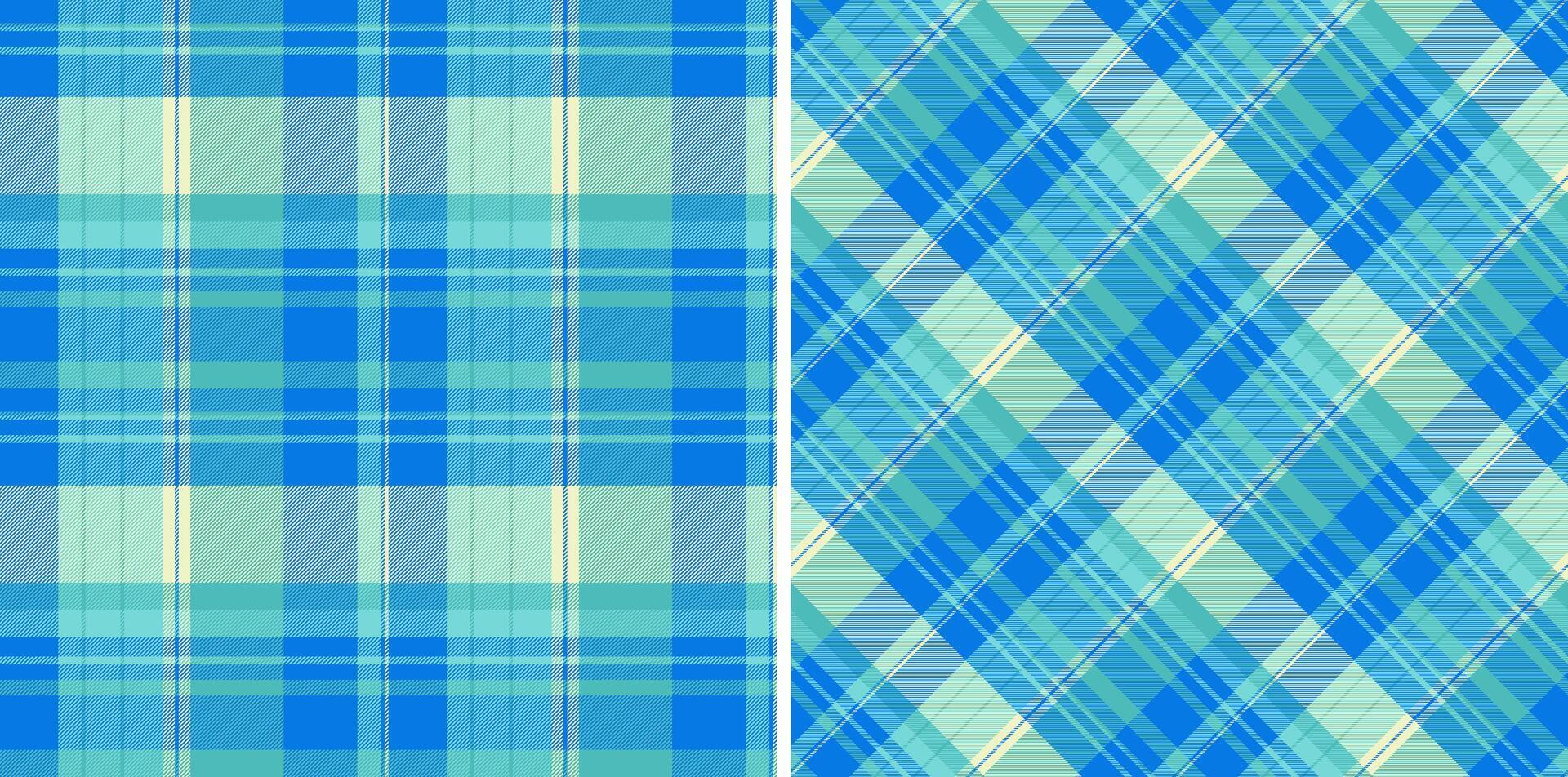 Textile texture pattern of seamless check with a plaid background tartan fabric. Set in sky colors for seasonal holiday decorations. vector