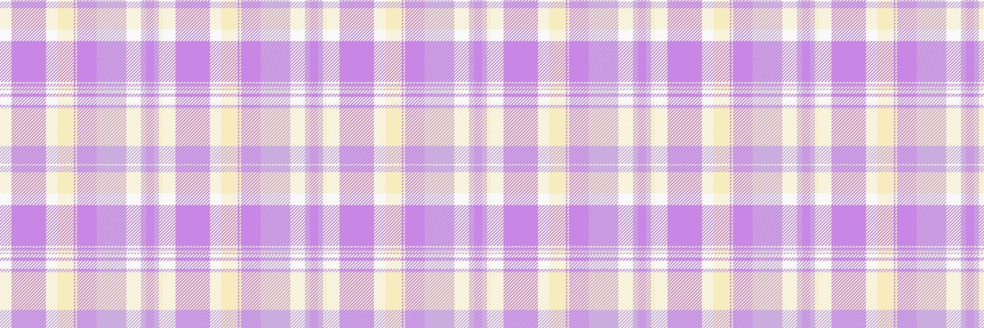 Wide plaid background, christmas ornament textile check pattern. Window seamless fabric texture tartan in light and purple colors. vector