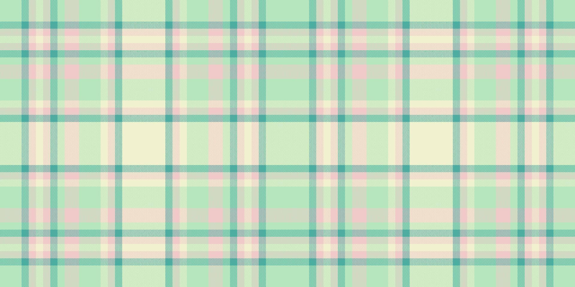 Trendy texture background fabric, net tartan plaid textile. Commercial check seamless pattern in light and teal colors. vector