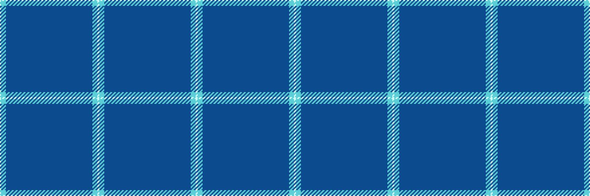 Machinery texture textile background, textured check fabric plaid. Industrial seamless tartan pattern in blue and cyan colors. vector
