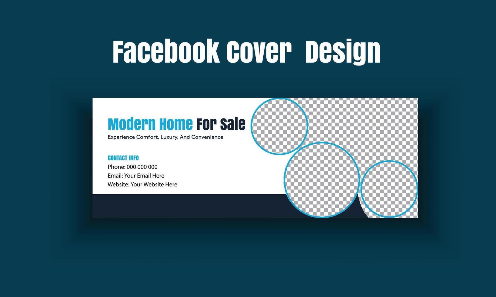 Flat design real estate Facebook cover template design vector