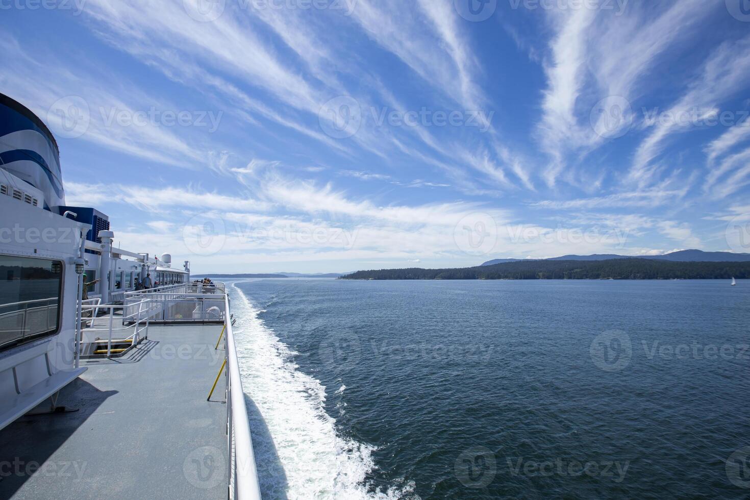 Ferry Deck View on the Magdalen Islands With Cirrus Clouds photo