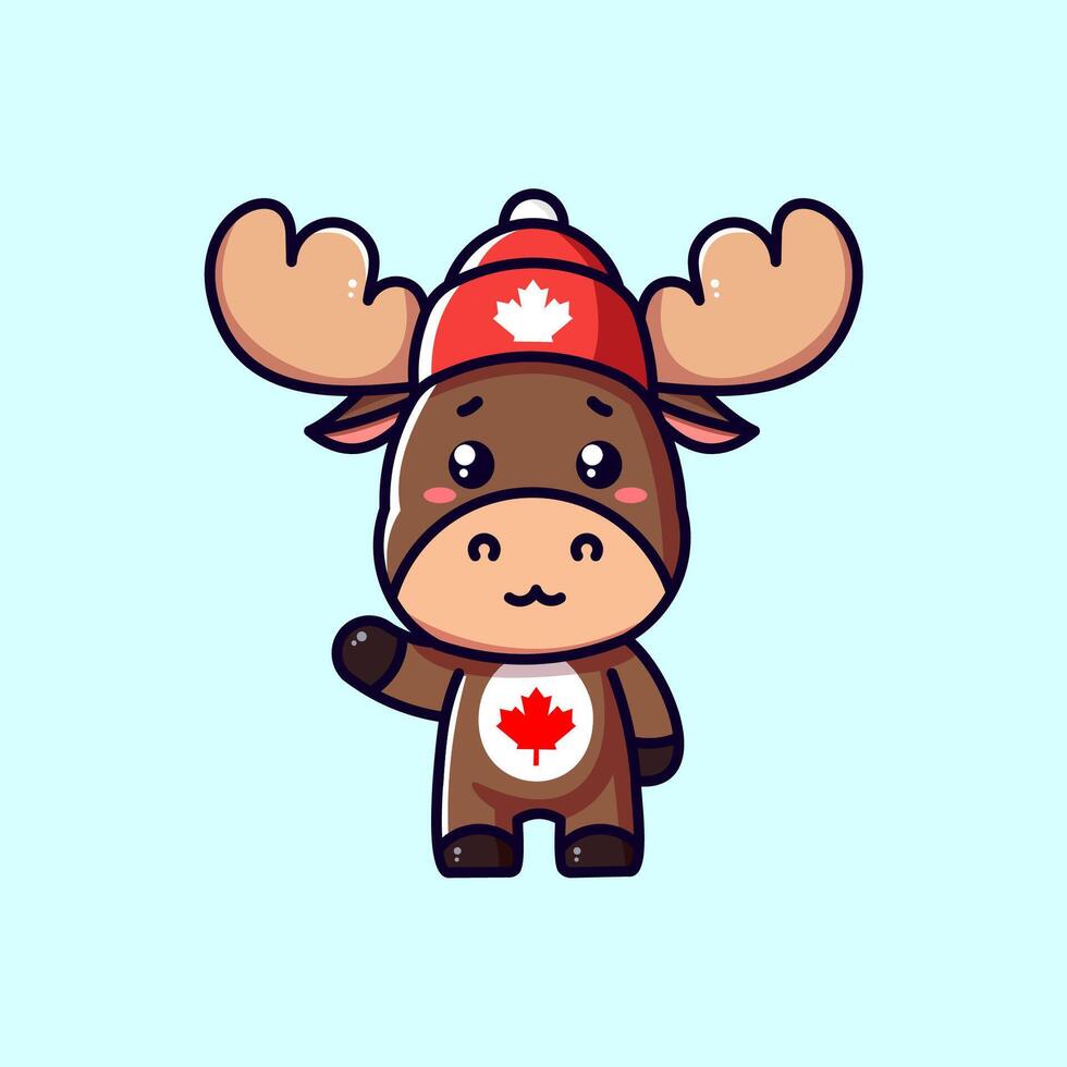 Canadian moose mascot , cute and simple cartoon style vector