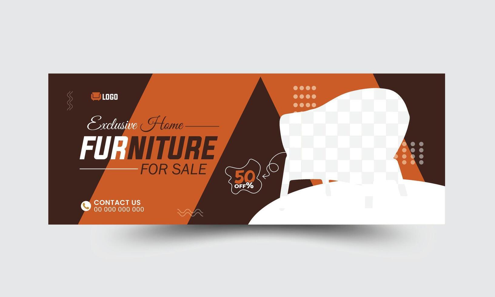 Luxury furniture social media cover or digital business web banner ad minimal social media design template vector