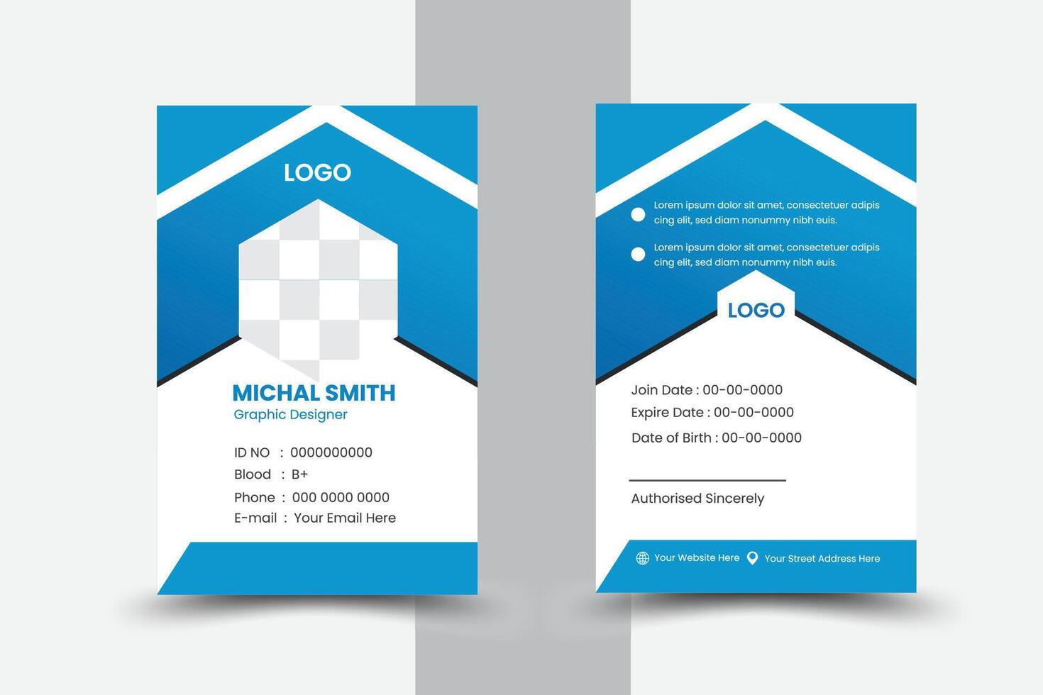 Modern and clean business id card template. professional id card design template. Corporate modern business id card design template. Company employee id card template. vector