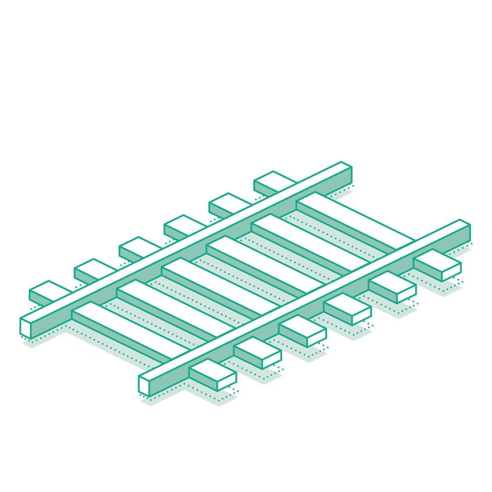 Railway track. Isometric object isolated on white background. Railway icon for web design. vector