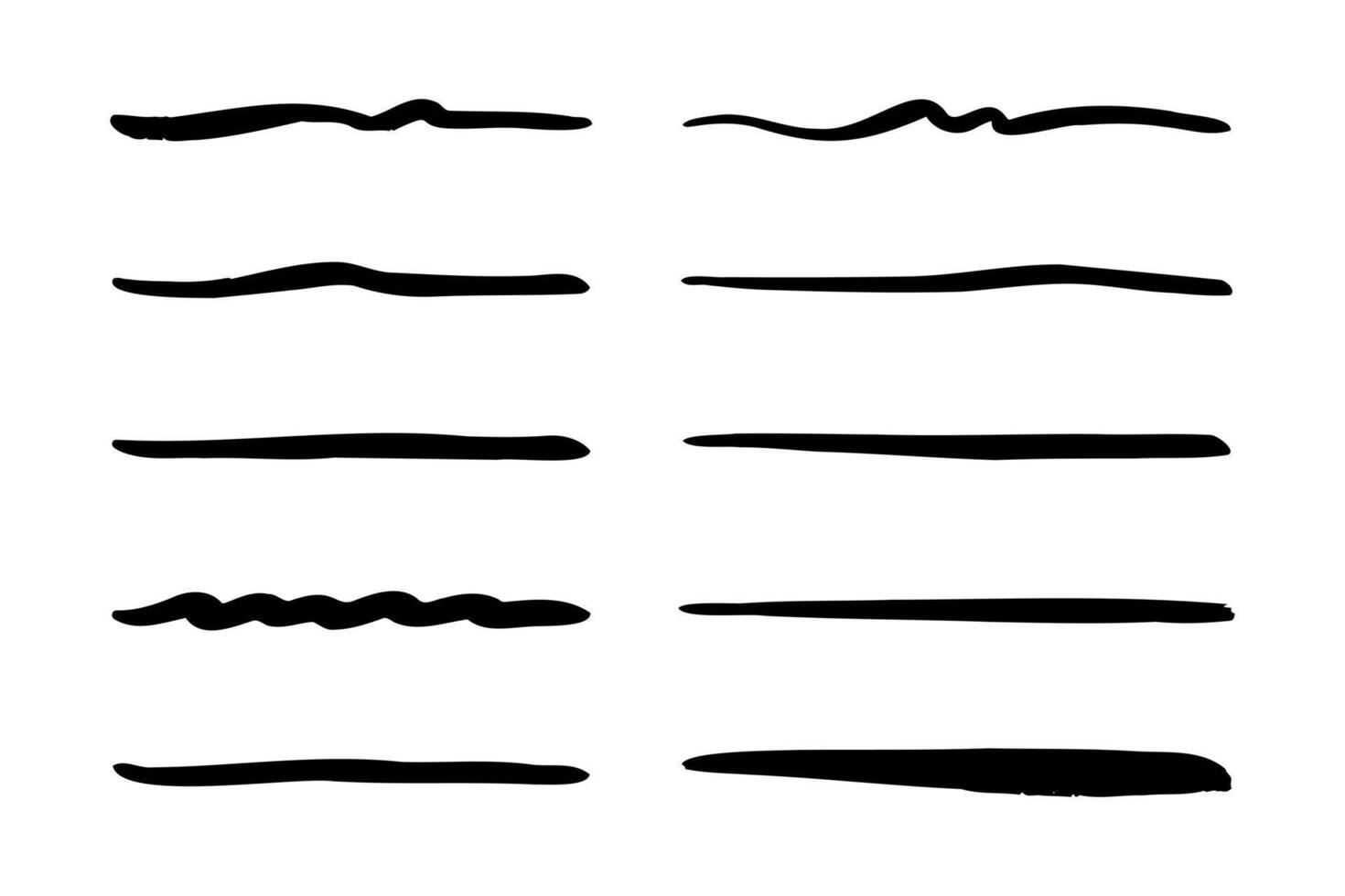Set of hand drawn underline. vector