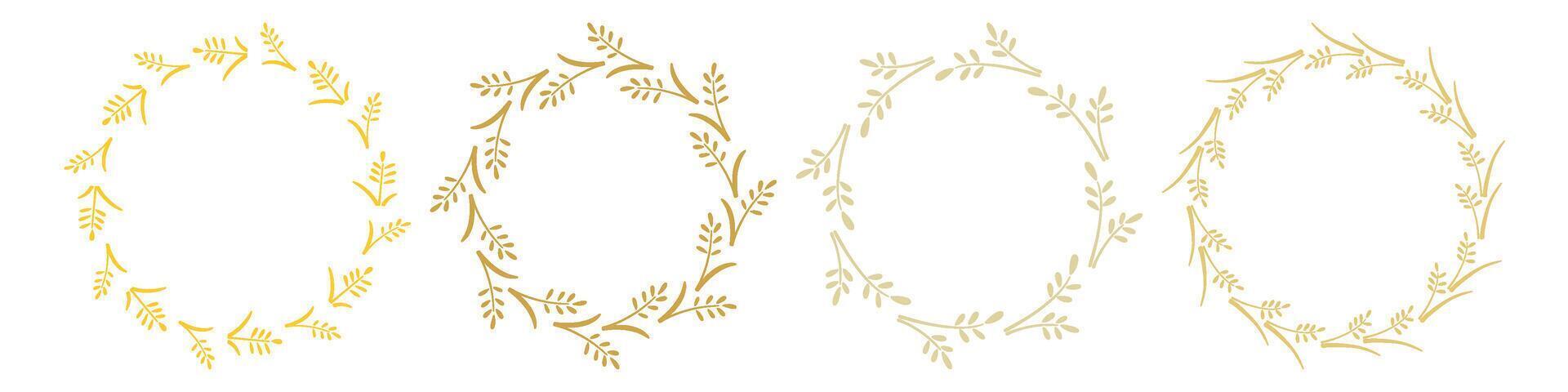 Hand drawn spikelets wreaths set vector