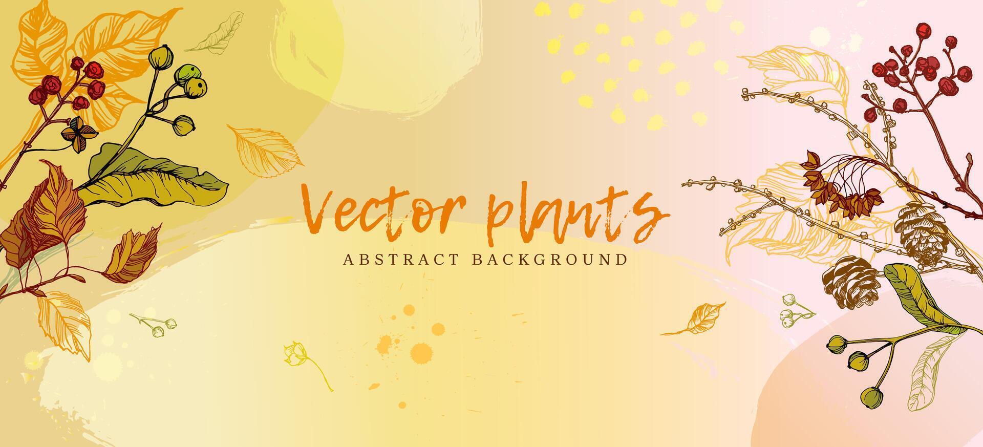 Wallpaper in botanical style freehand drawing vector