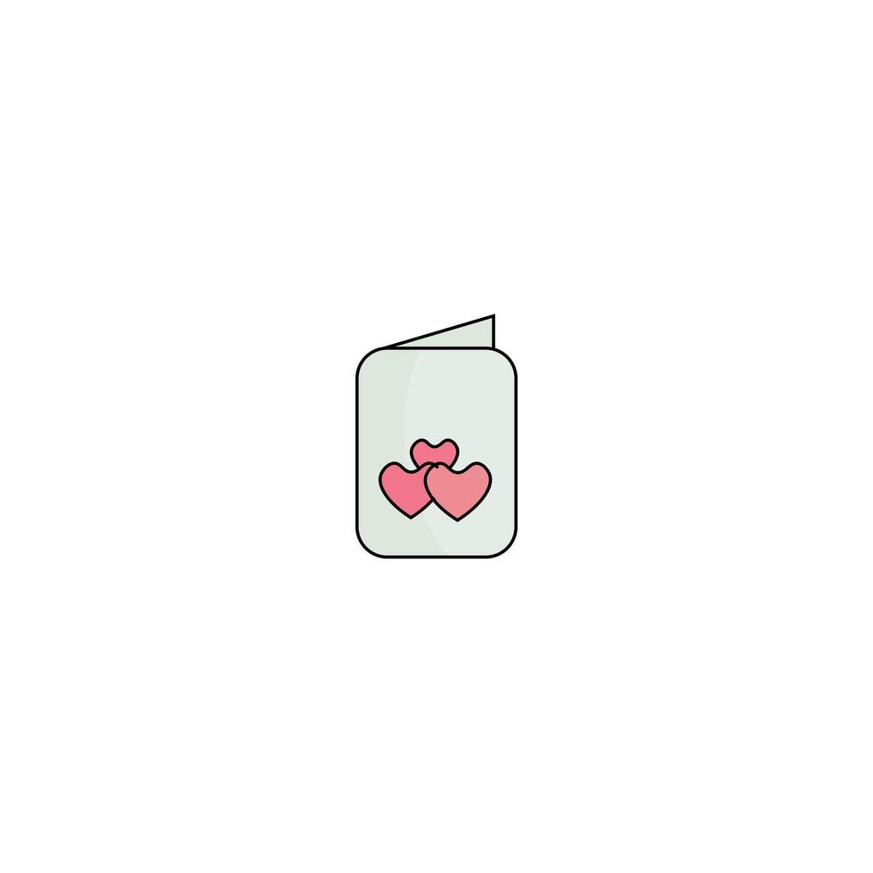 Greeting love card cute icon illustration on white background. vector