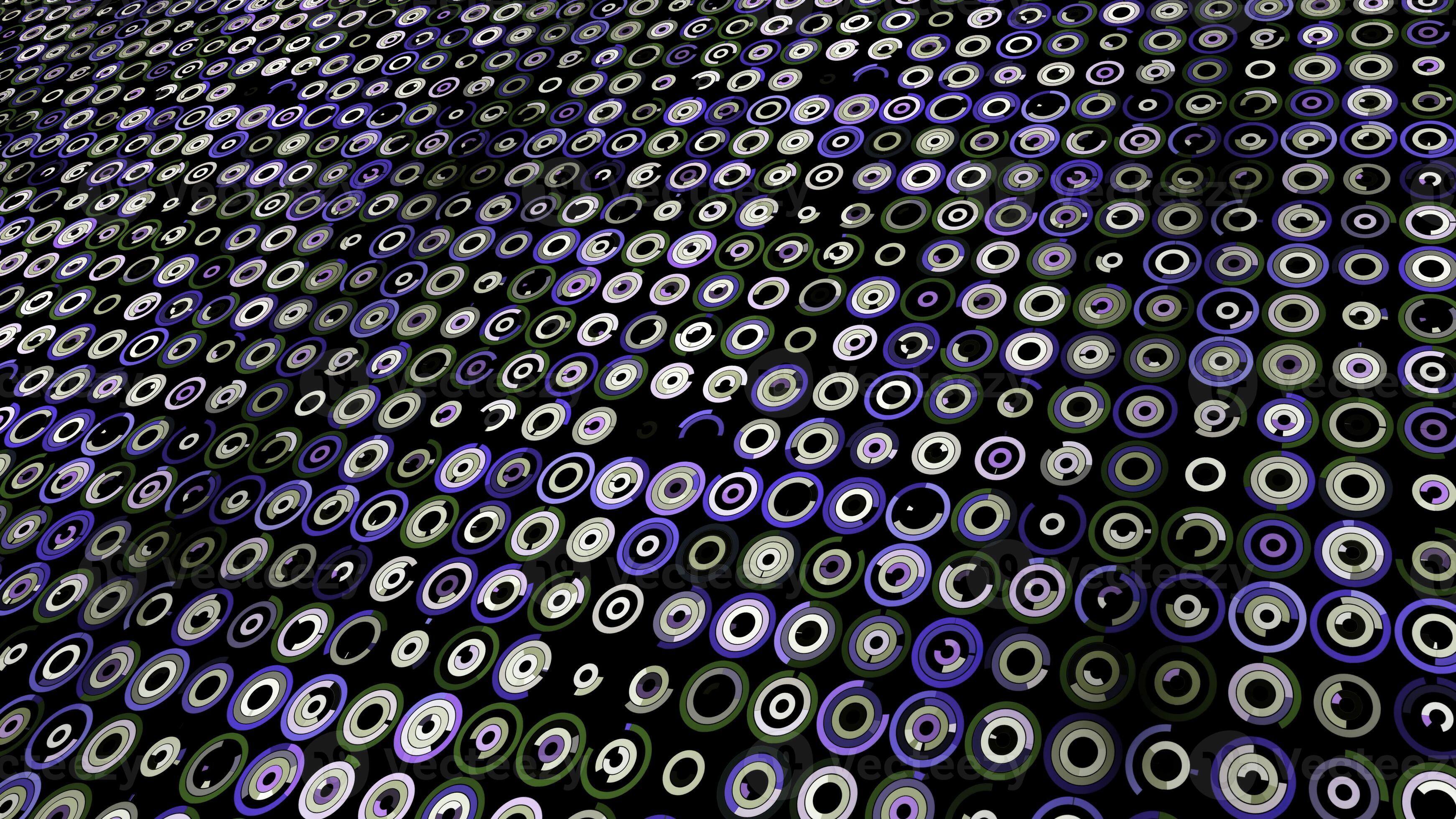 Abstract field of small same size loading rings. Animation. Digital ...
