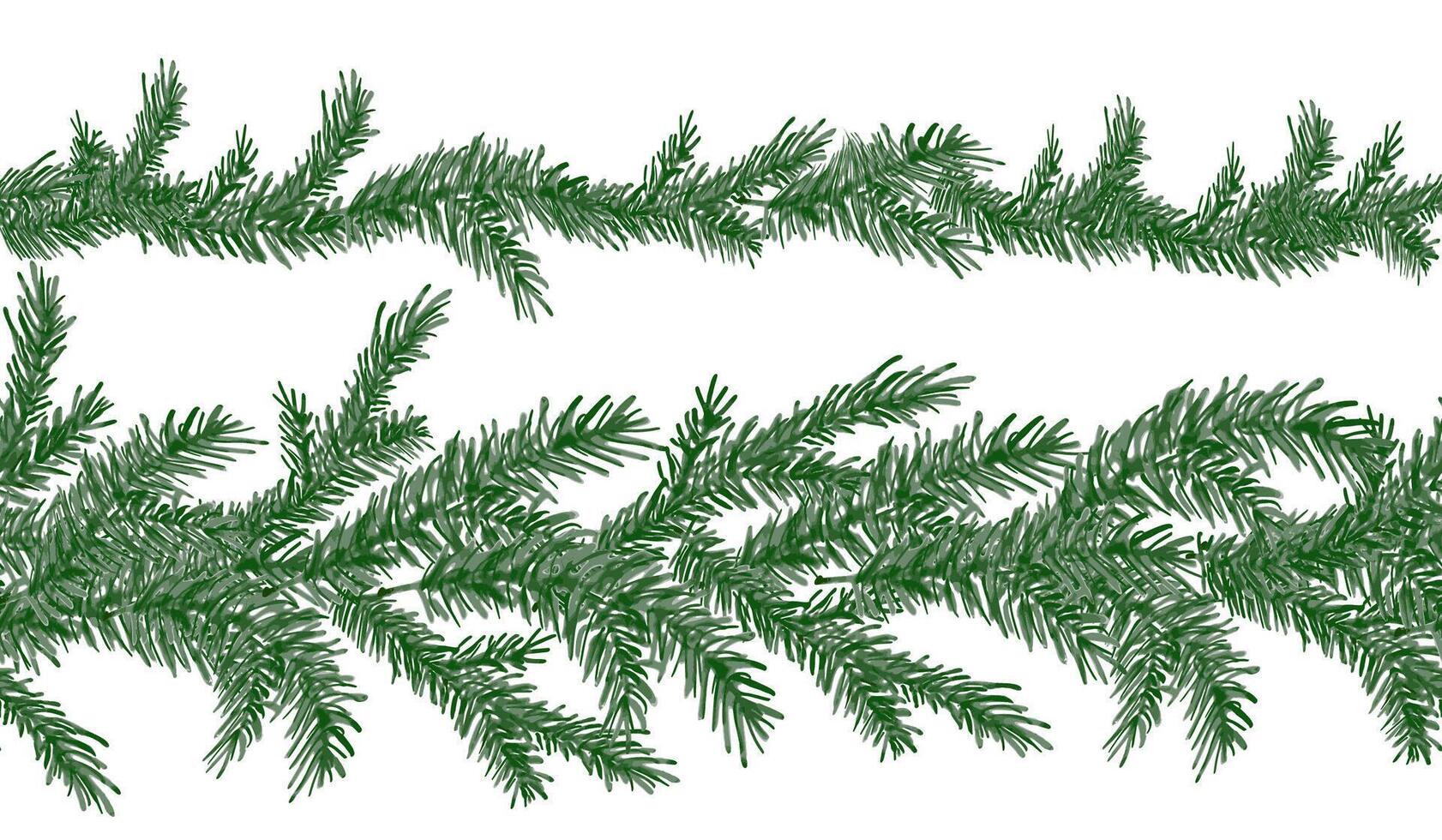 Watercolor seamless boarder with green pine branches. Sprig of pine hand drawn for wrapping paper, winter holiday decoration, banner, card or invite. Christmas trees modern background vector