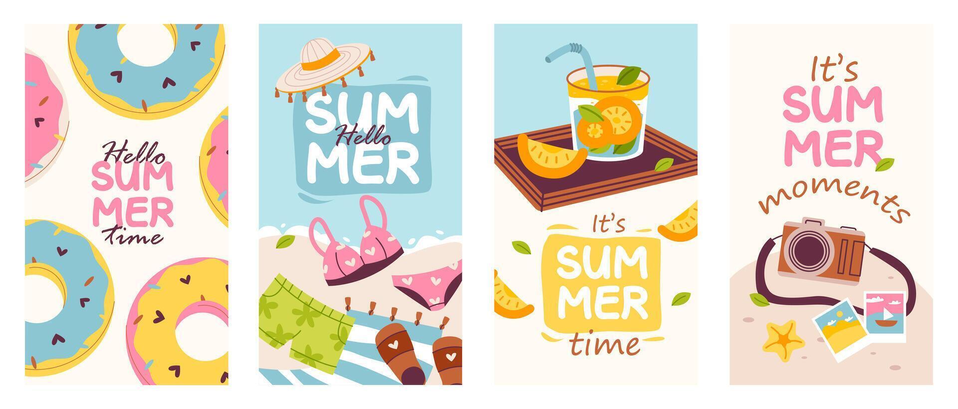 Summer banner or poster. Template with summer cute elements vector