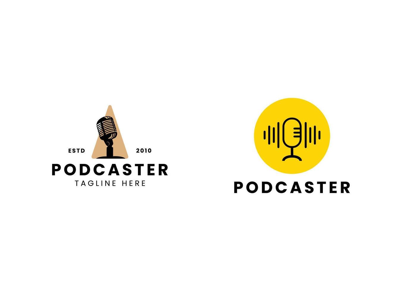Podcast chat logo template with line art style vector