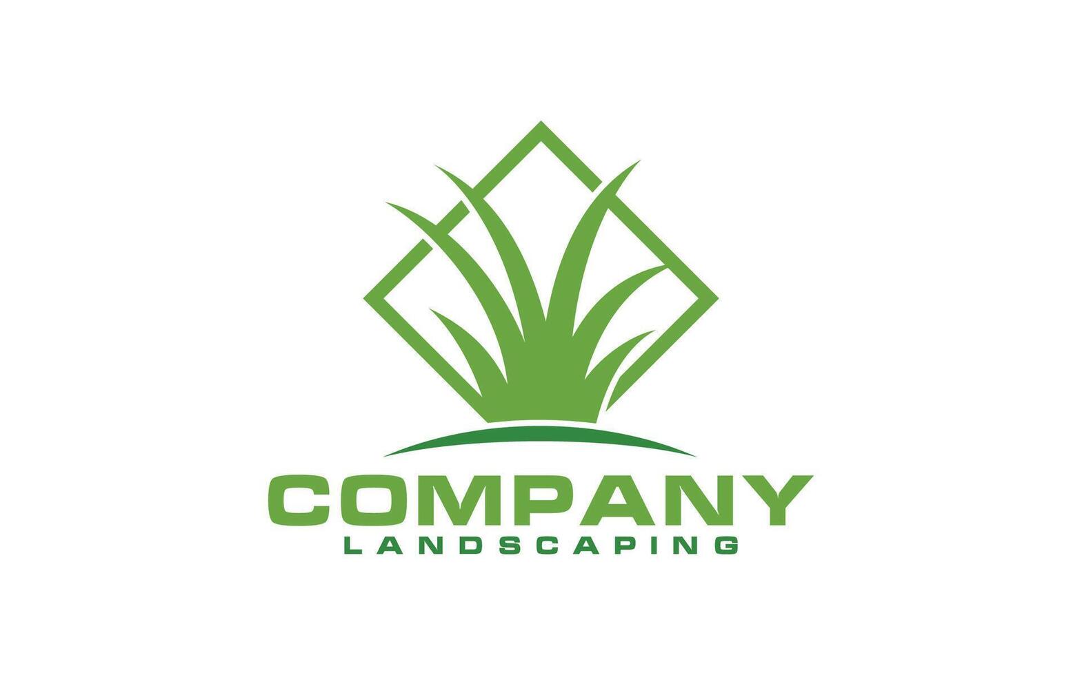 landscape logo for lawn or gardening business design template vector