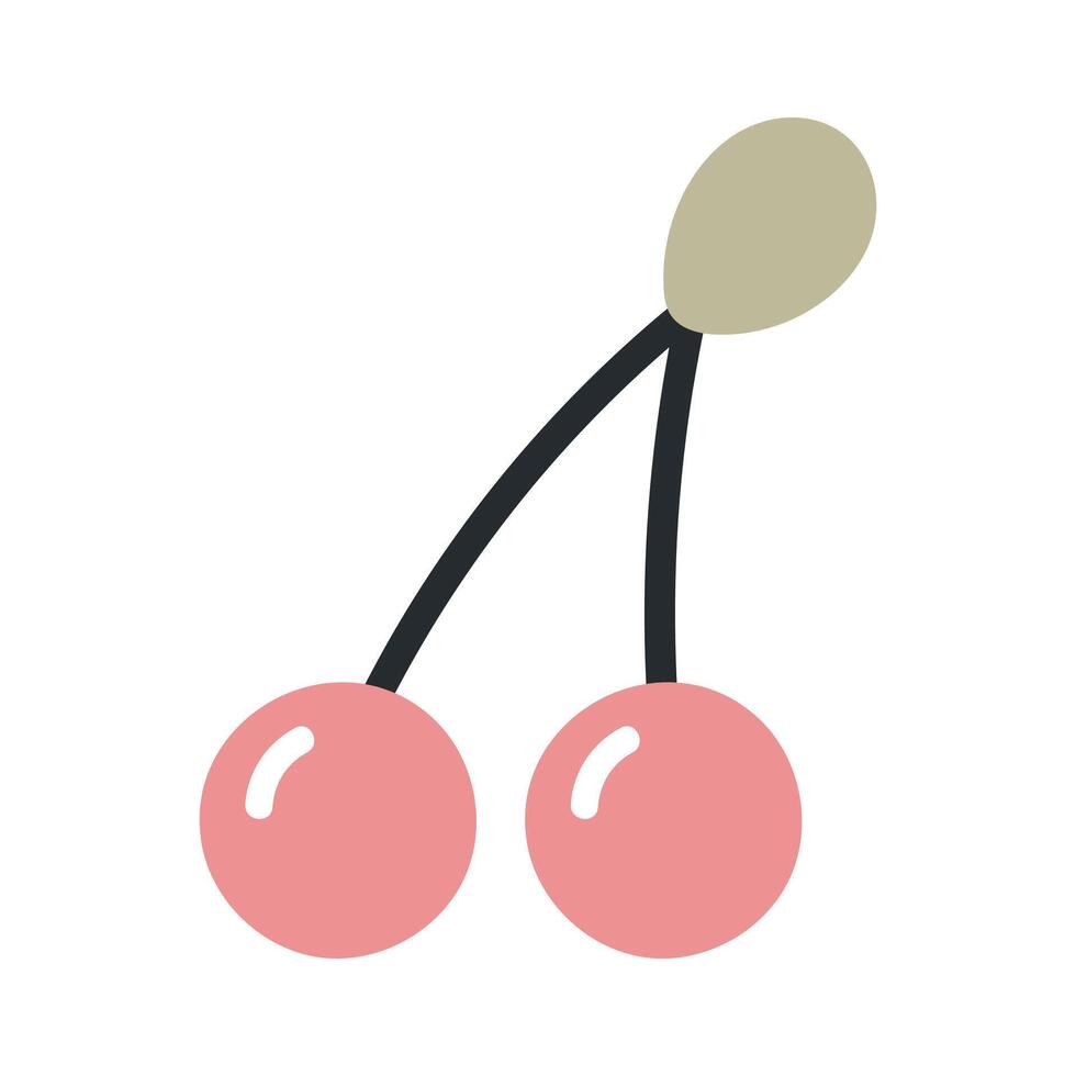Cherry. Flat cartoon illustration isolated on white background. For card, posters, stickers, banners, printing on the pack, printing on clothes, fabric, wallpaper. vector