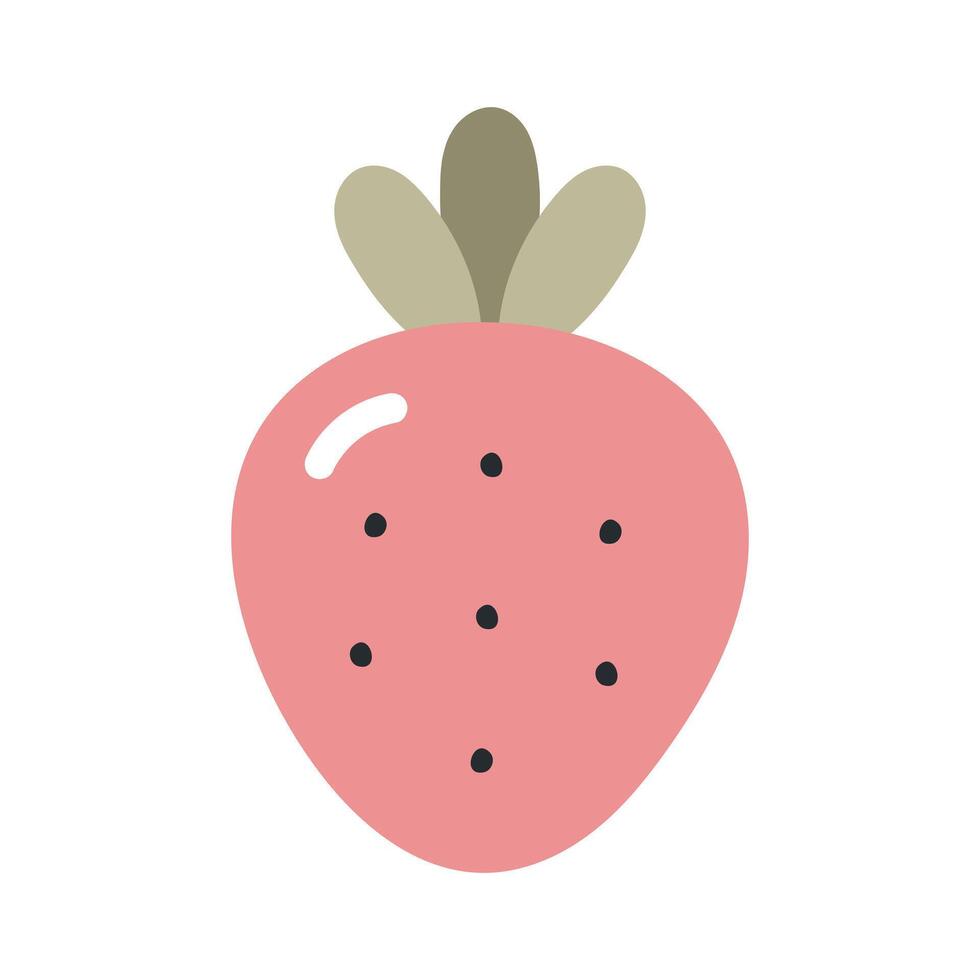 Strawberry. Flat cartoon illustration isolated on white background. For card, posters, stickers, banners, printing on the pack, printing on clothes, fabric, wallpaper vector